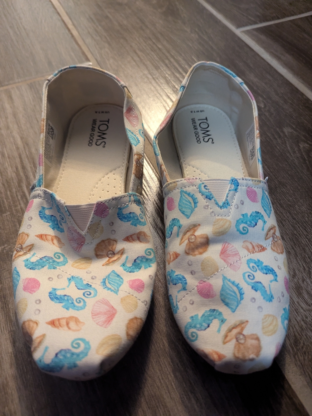 TOMS Seashell & Seahorse Canvas Slip-On Shoes